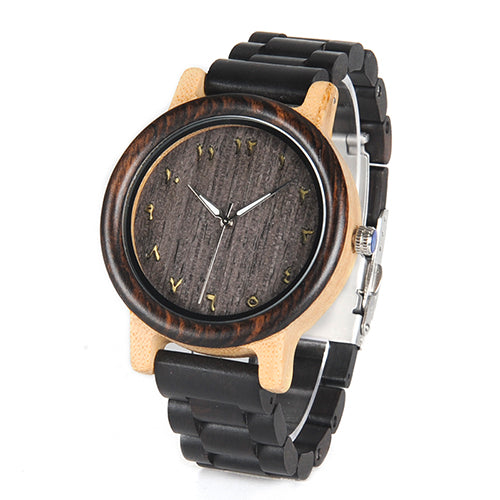 BOBO BIRD WN14N15 Wenge Wooden Watches Eastern Arabic Persian Farsi Numerals Dial Face Watchs Ebony Band Watch for Lover's